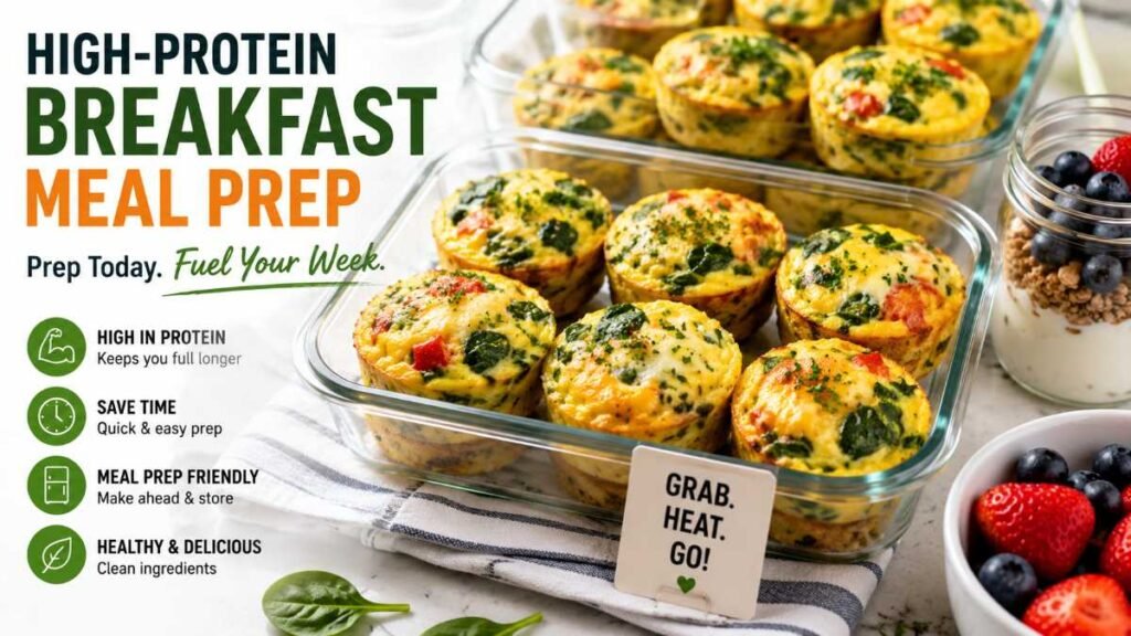 Batch-cooked egg muffins ready for a quick high protein breakfast routine