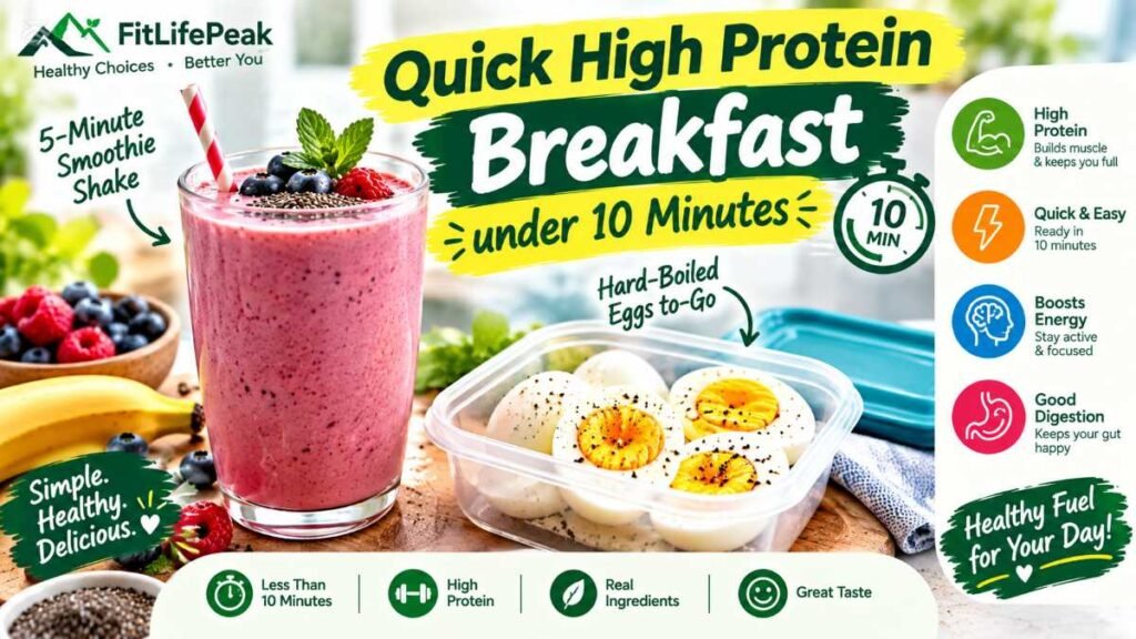A fast protein shake and boiled eggs for a quick high protein breakfast