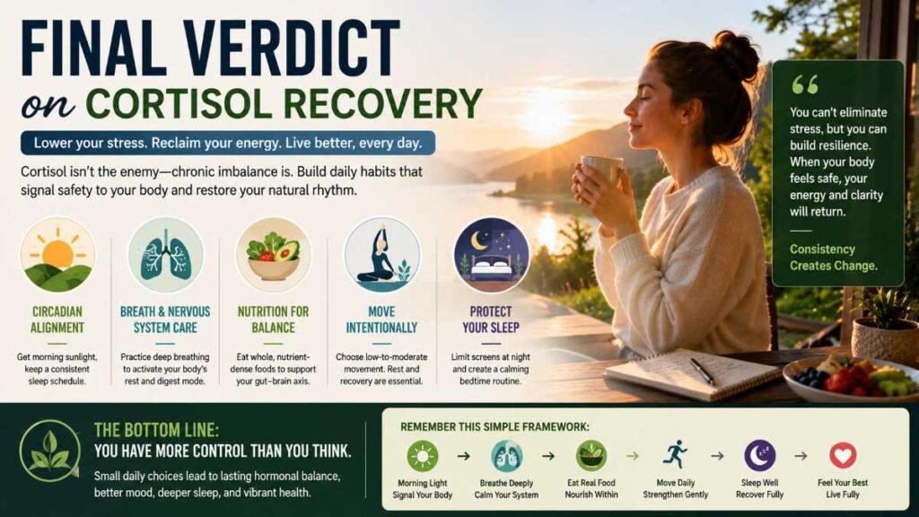 Peaceful morning routine representing successful management of how to lower cortisol levels