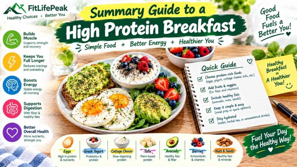 A simple balanced meal illustrating a sustainable high protein breakfast strategy
