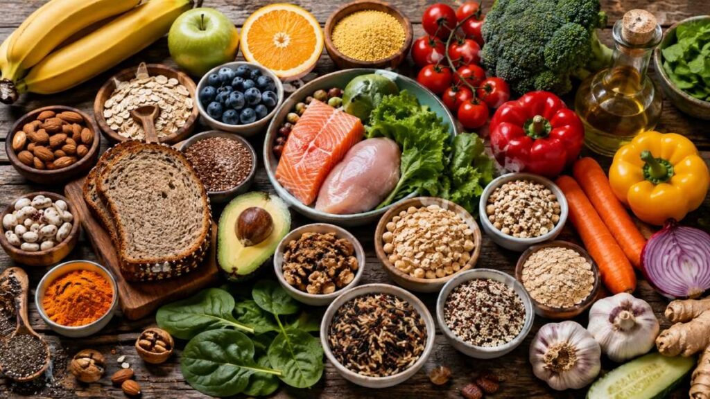 Fresh vegetables and grains highlighting the importance of healthy eating habits.