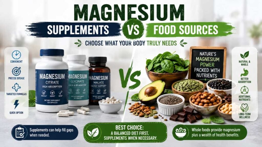 Whole food sources vs supplements of magnesium-rich foods