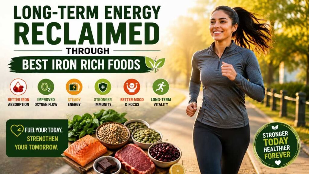 Energetic individual enjoying an active morning after building habits around best iron rich foods.