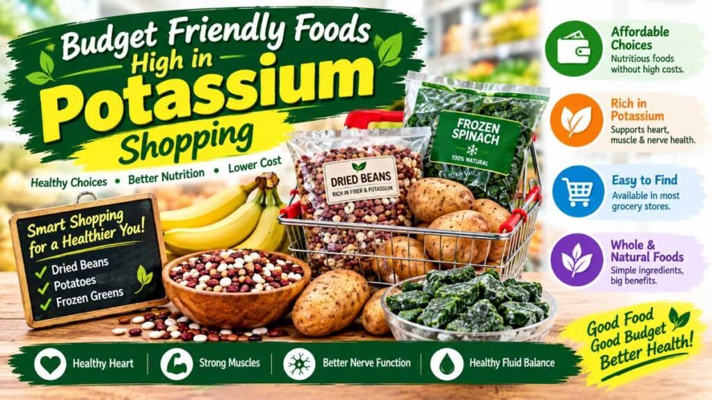 Wallet-friendly grocery picks for foods high in potassium like dried beans and potatoes