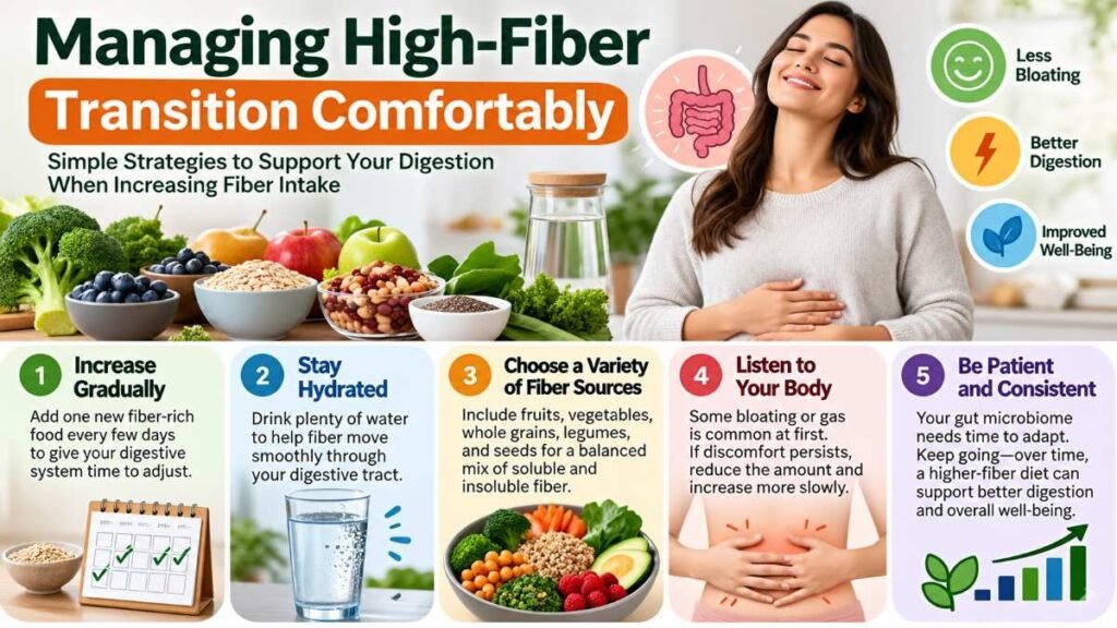 Water glass and fresh whole plant foods for comfortable fiber adjustment