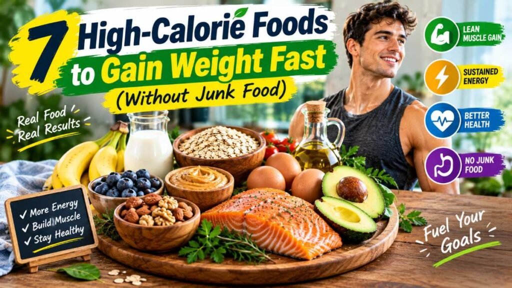 Platter of healthy weight gain foods like avocado, peanut butter, and salmon for clean bulking.