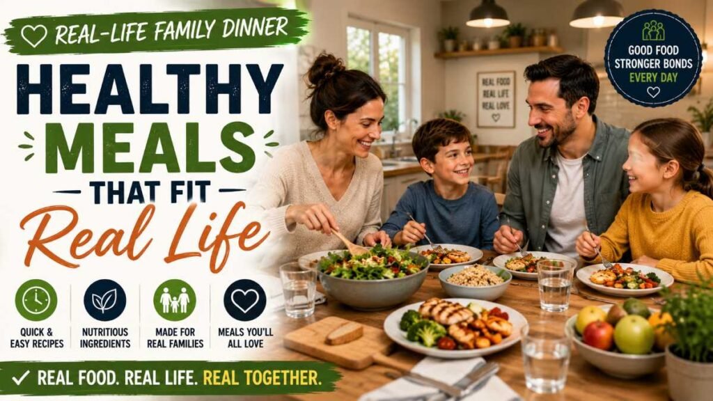 Healthy meal ideas for busy families served as a simple, balanced everyday family dinner.