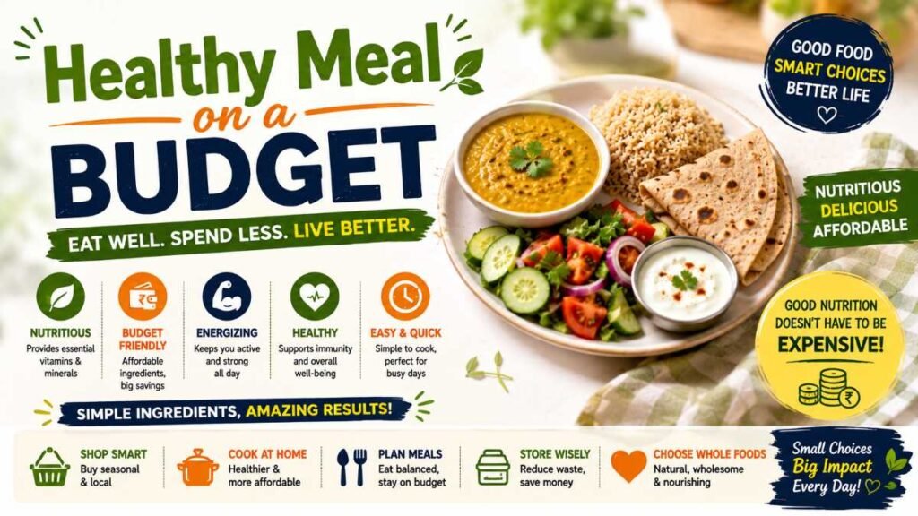 Organized grocery cart filled with budget-friendly whole foods