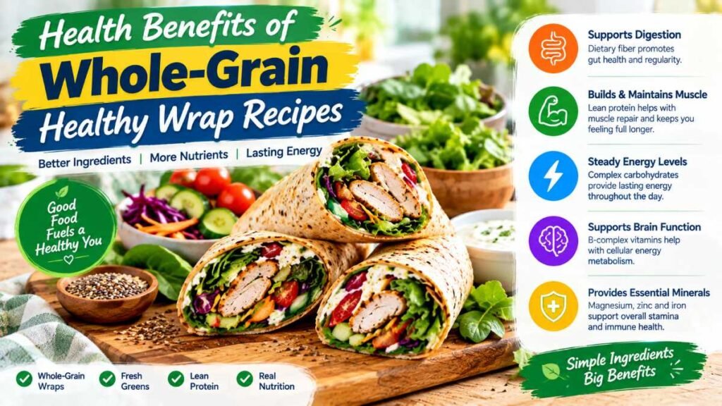 Whole-grain and low-carb tortilla wraps filled with fiber-rich ingredients for healthy wrap recipes