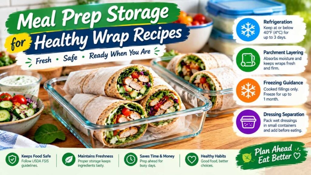 Parchment paper wrapped meal prep tortillas inside glass containers for healthy wrap recipes