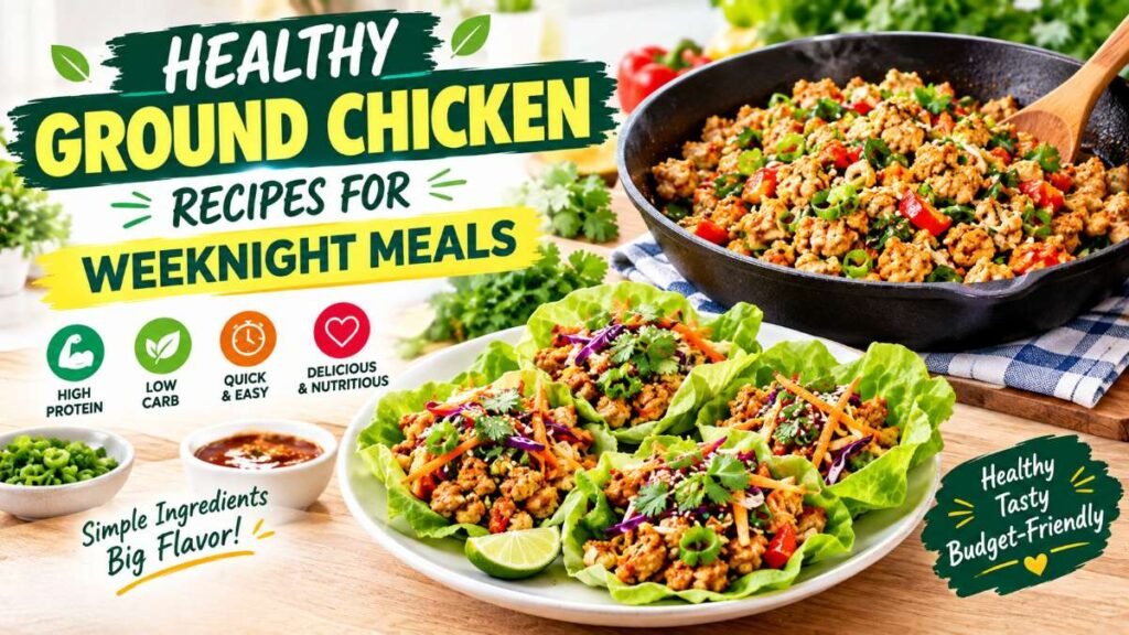 Fresh skillet lettuce wraps featuring healthy ground chicken recipes for quick weeknight dinners.