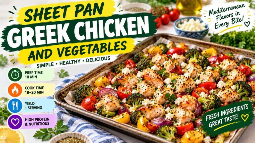 Mediterranean Greek chicken and vegetables for healthy dinner recipes for one